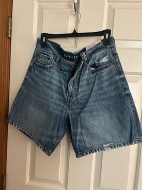 American Eagle Dark Blue Boyfriend Denim Shorts